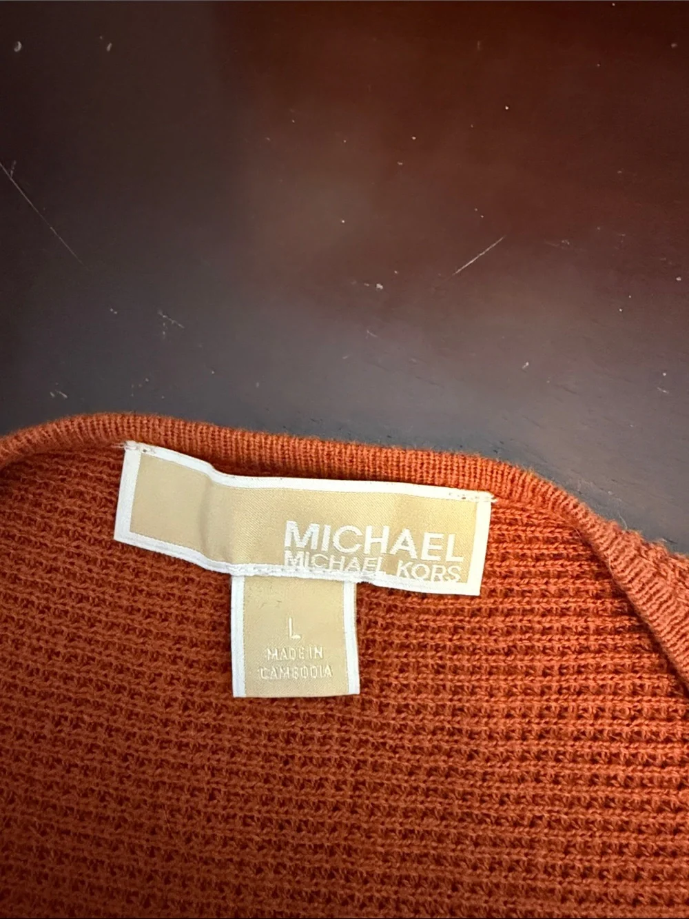 Michael Kors Rust Orange Scoop Neck Knit Sweater